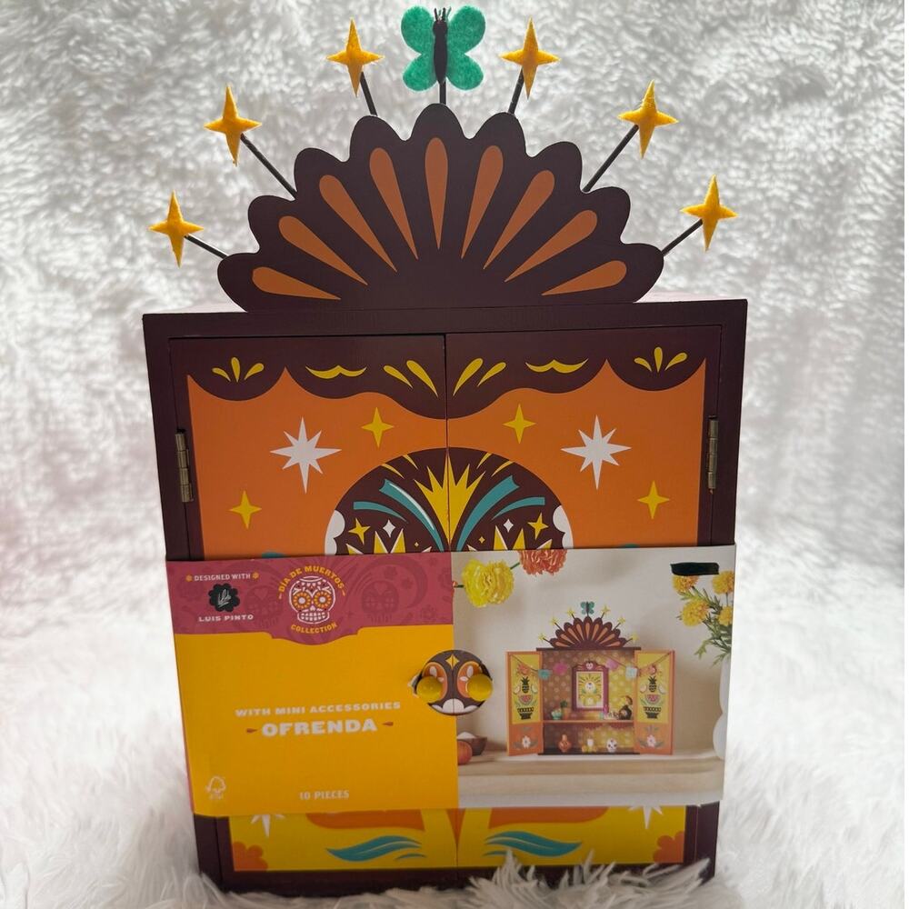 Dia de Muertos Wood Ofrenda Box with Mini Accessories Designed with Luis Pinto
